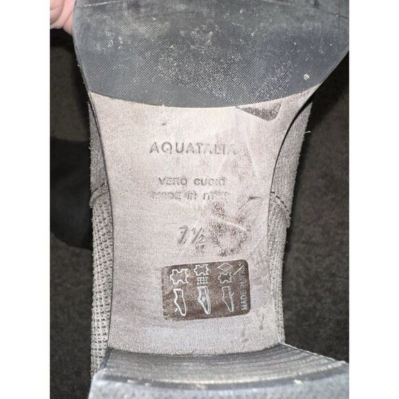 Aquatalia Taylor Dark‎ Grey Textured Suede Leather Ankle Heel Booties Boots 7.5 - Picture 8 of 8